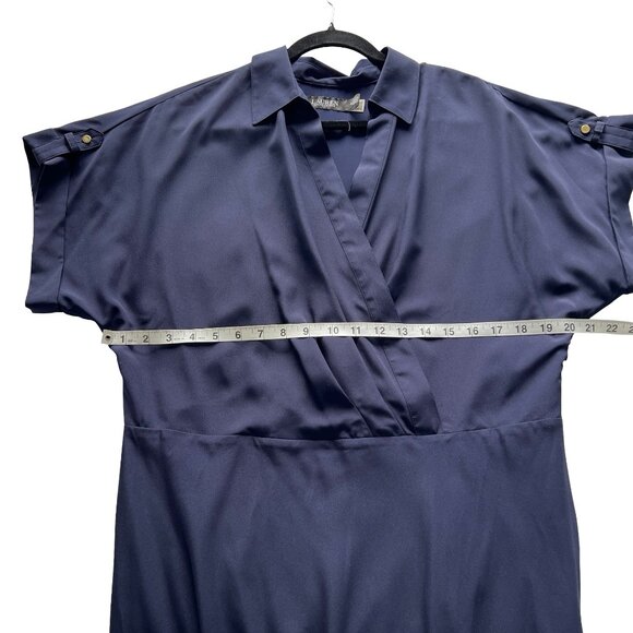 Navy Blue Belted Dress Size 16. Ralph Lauren. Women's A-line Classy Dress. - Picture 8 of 16